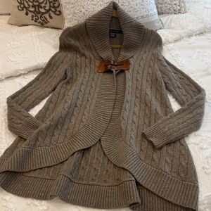Ralph Lauren Taupe Cable Knit Cardigan